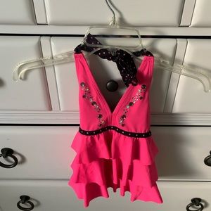 Size 7 Justice pink bathing suit set!